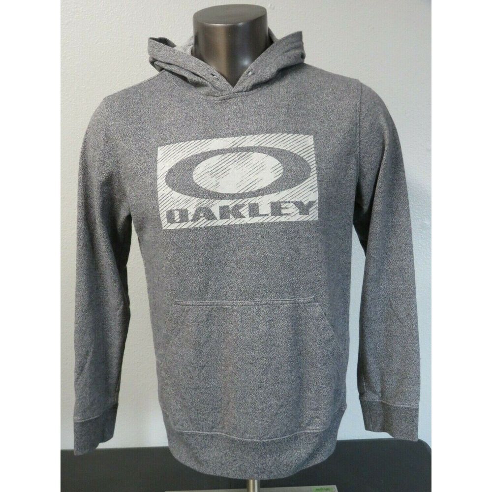 Mens OAKLEY Heather Gray Hoodie Hooded Sweatshirt Pullover Size M Regular Fit